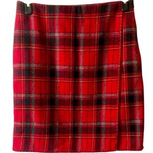 Eddie Bauer Skirt, Mini, Wool, Viscose, Academia, Plaid, Wrap, Sz 4, Preppy